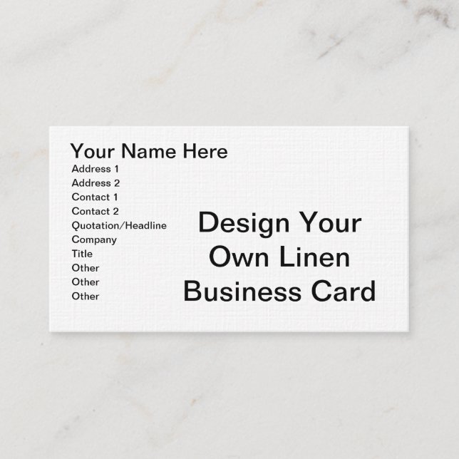 DIY - Design Your Own Linen Business Card (Front)