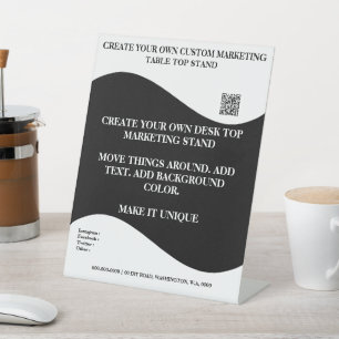 DIY desktop marketing stand 8x10 black white Pedestal Sign