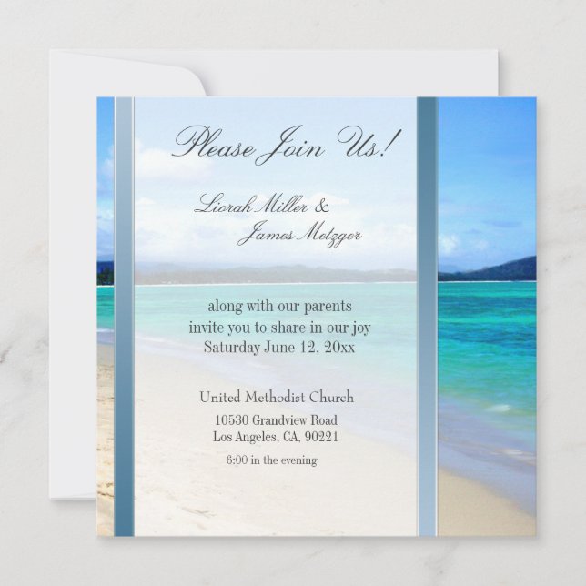 DIY Destination Beach wedding invitation template (Front)