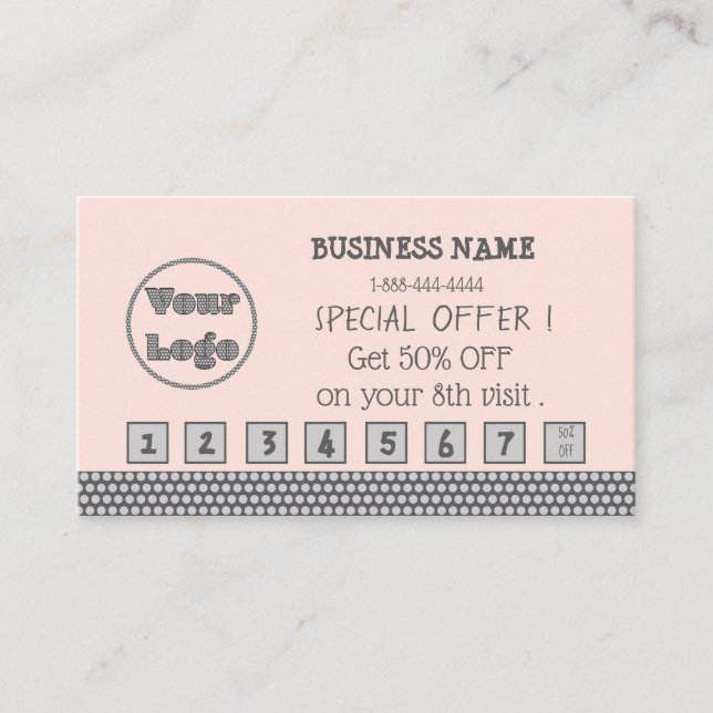 DIY discount offer loyalty card with business logo (Front)