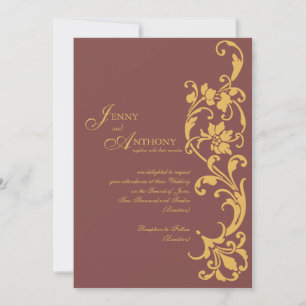 DIY Elegant Simplicity in Brown and Burnt Orange Invitation