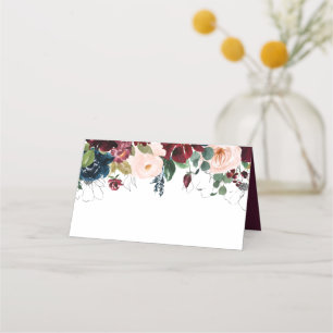DIY Embrace Florals Wedding Burgundy Navy Blue Place Card