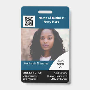 DIY Employee ID card blue black white Badge