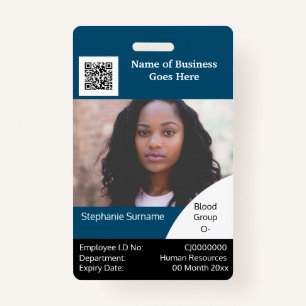 DIY Employee ID card blue black white ID Badge