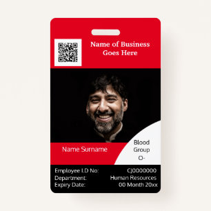 DIY Employee ID card red black white template ID Badge