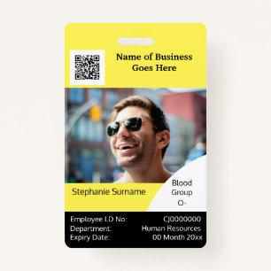 DIY Employee ID card yellow black white ID Badge