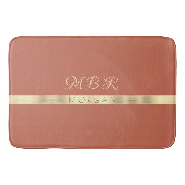 DIY Fancy Gold Monogram, Name Gold Strip, Copper Bath Mat (Front)