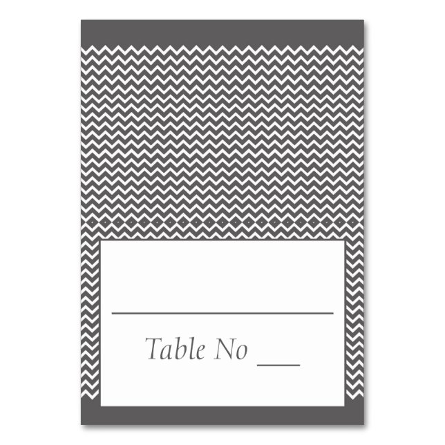 DIY Fold Tented Place Cards Chevron Grey (Front)