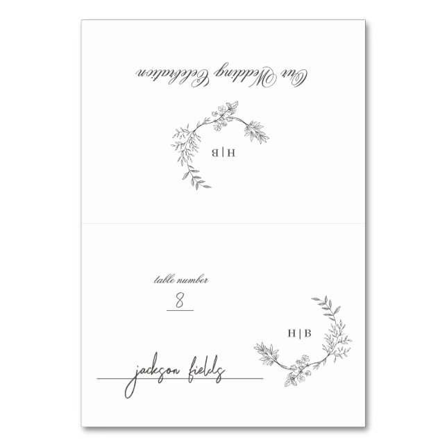 DIY Folded Floral Wreath Individual Place Card (Front)