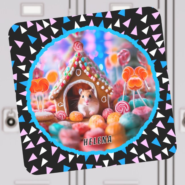 DIY Gingerbread House Hamster Square Sticker (Creator Uploaded)