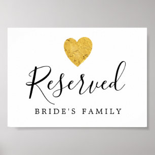 DIY Gold Foil Heart Wedding Reserved Sign