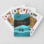 DIY Gold Name on Black, Gold & Teal Agate Playing Cards<br><div class="desc">Personalise your Name In Gold on Black,  Gold & Teal Agate. Click “Edit Using Design Tool” to change colours and type styles.</div>
