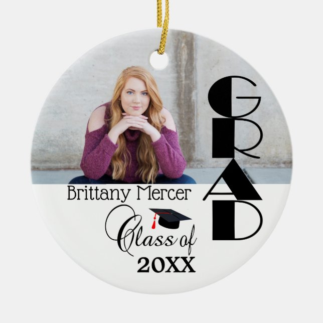DIY Grad Photo Memories Ceramic Tree Decoration (Front)