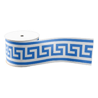 DIY Greek Key Meander Background Colour Blue Wht X Grosgrain Ribbon