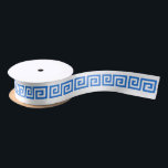 DIY Greek Key “S” & Background Colour - Blue White Satin Ribbon<br><div class="desc">Choose Your Own Background Colour And Greek Key (Initial Colours set to Blue Greek Key Pattern,  White Background ===========</div>
