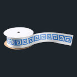 DIY Greek Key “S” & Background Colour - Blue White Satin Ribbon<br><div class="desc">Choose Your Own Background Colour And Greek Key (Initial Colours set to Blue Greek Key Pattern,  White Background ===========</div>
