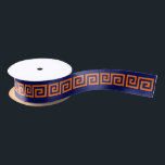 DIY Greek Key “S” & Background Colour Orange Navy Satin Ribbon<br><div class="desc">Choose Your Own Background Colour And Greek Key (Initial Colours set to Pumpkin Orange Greek Key Pattern, Navy Blue Background If you like, you can also add your own images and / or text to this solid background to create your own unique, one-of-a-kind design. This colour coordinates with many of...</div>