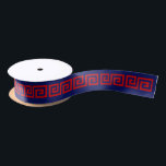 DIY Greek Key “S” & Background Colour Red Navy Satin Ribbon<br><div class="desc">Choose Your Own Background Colour And Greek Key (Initial Colours set to Red Greek Key Pattern, Navy Blue Background If you like, you can also add your own images and / or text to this solid background to create your own unique, one-of-a-kind design. This colour coordinates with many of our...</div>