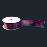 DIY Greek Key “S” & Background Colour Red Navy Satin Ribbon<br><div class="desc">Choose Your Own Background Colour And Greek Key (Initial Colours set to Red Greek Key Pattern, Navy Blue Background If you like, you can also add your own images and / or text to this solid background to create your own unique, one-of-a-kind design. This colour coordinates with many of our...</div>