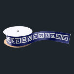 DIY Greek Key “S” & Background Colour White Navy Satin Ribbon<br><div class="desc">Choose Your Own Background Colour And Greek Key (Initial Colours set to White Greek Key Pattern, Navy Blue Background ========== If you like, you can also add your own images and / or text to this solid background to create your own unique, one-of-a-kind design. This colour coordinates with many of...</div>