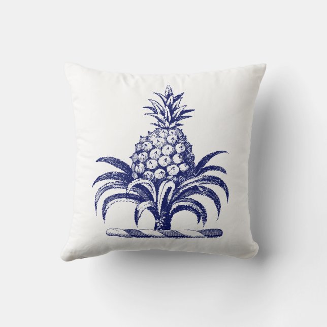 DIY Heraldic Pineapple Coat of Arms Crest SV Blue Cushion (Back)
