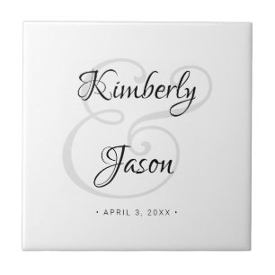 DIY His & Her Script Names, Black & Grey Wedding Tile