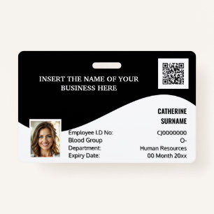 DIY ID card black white modern photo logo template ID Badge