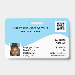 DIY ID card blue white modern photo logo template Badge