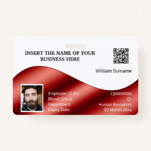 DIY ID card faux red white photo logo ID Badge