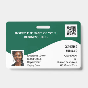 DIY ID card green white modern photo logo template Badge