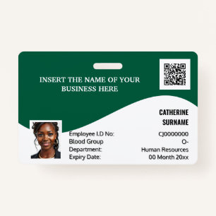 DIY ID card green white modern photo logo template ID Badge