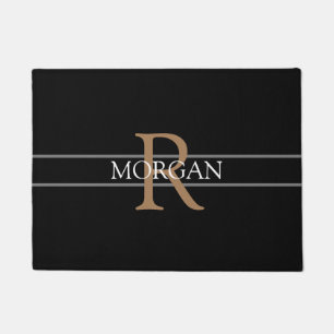 DIY Lt Brown Monogram, White Name, Black & Grey Doormat