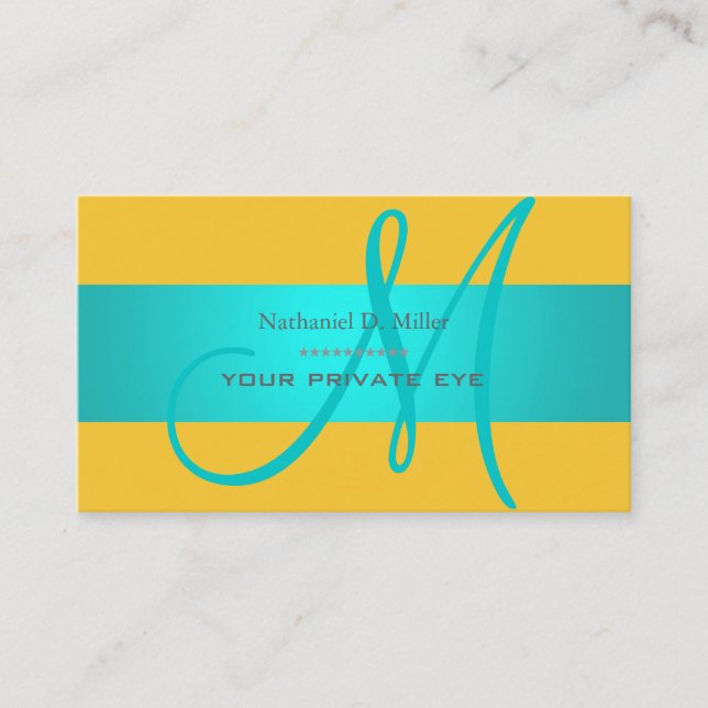 DIY monogram + background colour Business Card (Front)