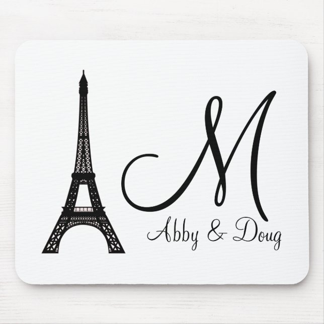 DIY Monogram Eiffel tower design Mouse Pad (Front)