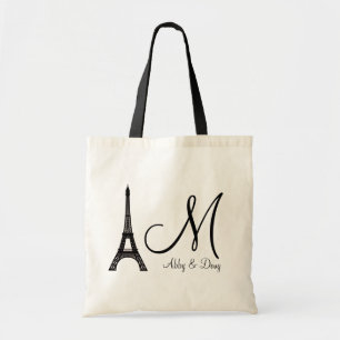 DIY Monogram Eiffel tower design Tote Bag