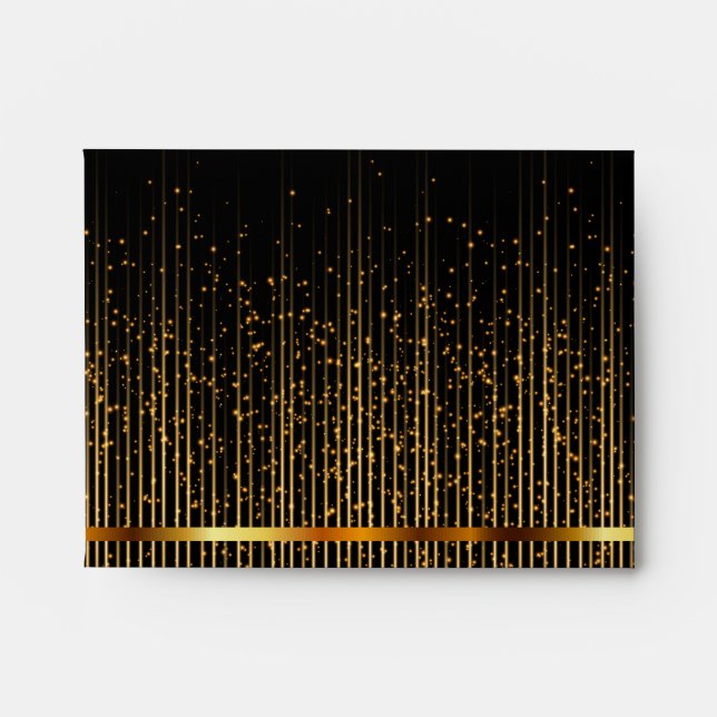 DIY Monogram Lined Black  and Gold Star Shower Envelope (Front)