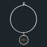 DIY Monogram & Name, Classic Black with Grey Text Bangle Bracelet<br><div class="desc">Personalise with your Monogram and Name In Grey Text. This simple Classic Black Design is sure to get attention.</div>
