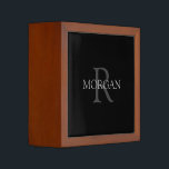 DIY Monogram & Name, Classic Black with Grey Text Desk Organiser<br><div class="desc">Personalise with your Monogram and Name In Grey Text. This simple Classic Black Design can also be used to promote your Company Name.</div>