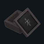 DIY Monogram & Name, Classic Black with Grey Text Gift Box<br><div class="desc">Personalise with your Monogram and Name In Grey Text. This simple Classic Design is sure to get attention.</div>