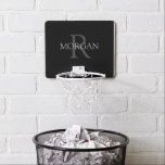 DIY Monogram & Name, Classic Black with Grey Text Mini Basketball Hoop<br><div class="desc">Personalize with your Monogram and Name In Grey Text. This simple Classic Black Design can also be used to promote your Company Name.</div>