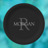 DIY Monogram & Name, Classic Black with Grey Text