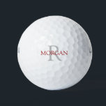 DIY Monogram & Name, Classic Grey and Maroon Text Golf Balls<br><div class="desc">Personalise with your Monogram and Name In Grey and Maroon Text. This simple Classic Design can also be used to promote your Company Name.</div>