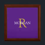 DIY Monogram & Name, Gold/White Text, Royal Purple Gift Box<br><div class="desc">Personalise with your Monogram and Name In Gold and White Text on Royal Purple background. This simple Classic Design is sure to get attention.</div>