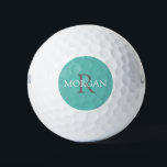 DIY Monogram & Name, Grey & White Text, Teal Golf Balls<br><div class="desc">Personalise with your Monogram and Name In Grey and white Text. This simple Teal Design can also be used to promote your Company Name.</div>