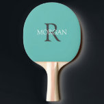 DIY Monogram & Name, Grey & White Text, Teal Ping Pong Paddle<br><div class="desc">Personalise with your Monogram and Name In Grey and White text. This simple Classic Teal Design can also be used to promote your Company Name.</div>