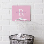 DIY Monogram & Name, Light Pink, Lavender, White Mini Basketball Hoop<br><div class="desc">Personalize with your Monogram and Name In Lavender and White Text on this simple Classic Light Pink Design.</div>