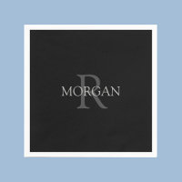DIY Monogram & Name, Trendy Black with Grey Text