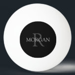 DIY Monogram & Name, Trendy Black with Grey Text Ping Pong Ball<br><div class="desc">Personalise with your Monogram and Name In Grey Text. This simple Classic Black Design can also be used to promote your Company Name.</div>