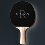 DIY Monogram & Name, Trendy Black with Grey Text Ping Pong Paddle<br><div class="desc">Personalize with your Monogram and Name In Grey Text. This simple Classic Black Design can also be used to promote your Company Name.</div>