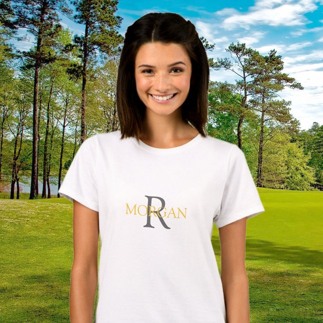 DIY Monogram & Name, Trendy Gold & Grey Text Hoodie (Creator Uploaded)